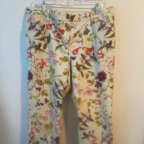 Land's End Mid-rise Straight Floral crop pants, size 16 - Picture 1 of 4